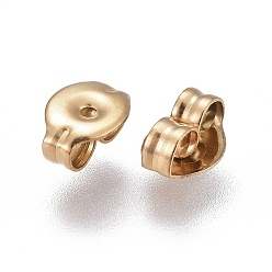 Oro Revestimiento iónico (ip) 304 tuercas de oreja de acero inoxidable, pendiente trasero, dorado, 6x4.5x3 mm, agujero: 0.8 mm