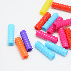 Mixed Color Opaque Acrylic Beads, Tube, Mixed Color, 24x7mm, Hole: 4.5mm, about 922pcs/500g