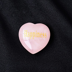 Quartz Rose Pierres de guérison en quartz rose naturel, saint valentin coeur gravé amour pierres, pierres de poche pour l'équilibrage du reiki, mot bonheur, 30x30mm