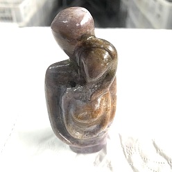 Jaspe Océan Figurines de couple de guérison sculptées en jaspe d'océan naturel, Décorations d'affichage en pierre d'énergie reiki, 40x30x80mm
