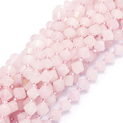 Rose Quartz Natural Rose Quartz Beads Strands, Faceted, Bicone, 8x8mm, Hole: 1mm, about 40pcs/strand, 15.24''(38.7cm)