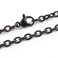 Electrophoresis Black 304 Stainless Steel Cable Chain Necklaces, with Lobster Clasps, Electrophoresis Black, 23.6 inch(60cm), 3mm