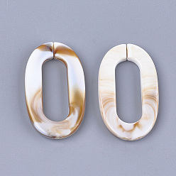 Floral White Acrylic Linking Rings, Quick Link Connectors, For Jewelry Chains Making, Imitation Gemstone Style, Oval, Floral White, 36.5x21x3.5mm, Hole: 24.5x8.5mm, about: 290pcs/500g