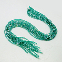 Vert De Mer Clair Perles en verre electroplate, de couleur plaquée ab , facette, rondelle, vert de mer clair, 2.5x2mm, Trou: 0.8mm, Environ 168~170 pcs/chapelet, 16.9 pouce