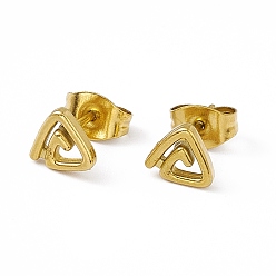 Oro Chapado al vacío 304 aretes triangulares de acero inoxidable para mujer, dorado, 6x6.5 mm, pin: 0.8 mm