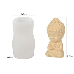 Others DIY Candle Silicone Molds, for Candle Making, Food Grade Silicone, Buddhist, White, 5.5x9.3cm