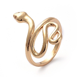Golden Adjustable Brass Cuff Rings, Open Rings, Snake, Golden, Size 6, 16.7mm