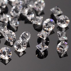 Crystal Grade A Glass Rhinestone Cabochons, Bicone, Pointed Back, Crystal, 2.3~2.4mm, about 1440pcs/bag