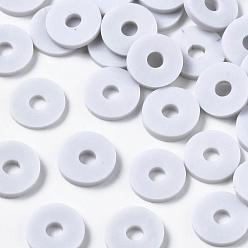 Light Grey Eco-Friendly Handmade Polymer Clay Beads, Disc/Flat Round, Heishi Beads, Light Grey, 8x0.5~1mm, Hole: 2mm, about 13000pcs/1000g