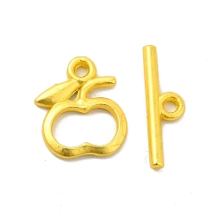 Matte Gold Color Rack Plating Alloy Toggle Clasps, Apple, Matte Gold Color, Bar: 16x5x1.5mm, Hole: 1.5mm, Apple: 13x10.5x1.5mm, Hole: 1.4mm