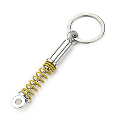 Gold Zinc Alloy Imitation Automobile Spring Parts Keychain, Gold, 10.8x1.2cm