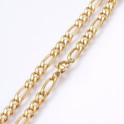 Золотой 304 из нержавеющей стали Figaro цепи ожерелья, с карабин-лобстерами , золотые, 17.7 дюйм (45 см), 4.5x1.2 мм, ссылка: 6.5~10.5x4.5x1.2 mm