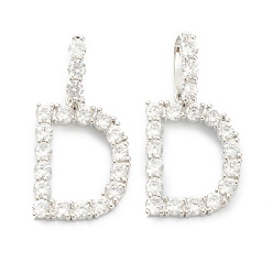 Letter G Brass Micro Pave Clear Cubic Zirconia Pendants, Letter, Letter.G, 19~22.5x10.5~20x2.5mm, Hole: 9.5x6mm