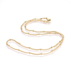 Oro Collar de 304 acero inoxidable con cadena de malla, con 304 cuentas de acero inoxidable y 304 cierres de acero inoxidable, dorado, 16.9 pulgada (43 cm), 2 mm
