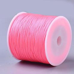 Rose Chaud Fil de nylon, corde à nouer chinoise, rose chaud, 0.8mm, environ 109.36 yards (100m)/rouleau