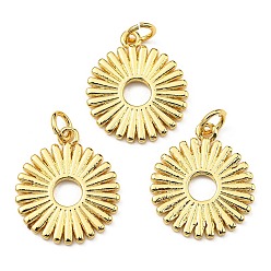 Real 18K Gold Plated Brass Pendants, with Jump Ring, Long-Lasting Plated, Lead Free & Cadmium Free, Flat Round Charm, Real 18K Gold Plated, 18.5x16x1.3mm, Hole: 3mm