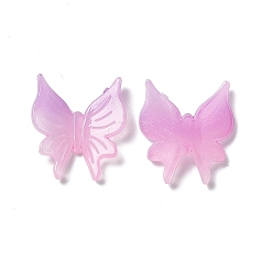 Rose Nacré Cabochons acryliques bicolores opaques, papillon, perle rose, 25x23.5x6mm