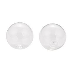 Clair Bouteilles rondes de boule de globe en verre soufflé à la main, pour la fabrication de pendentifs pour flacons en verre, clair, 16mm, Trou: 3.5~6mm