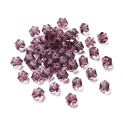Pourpre Imitations de perles de cristal autrichien, grade de aaa, facette, perles de cube sans coin, pourpre, 6x5.5x5.5mm, Trou: 0.7~0.9mm