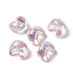 Pink Perlas de resina transparentes, luna, rosa, 25x22x16.5 mm, agujero: 3.5 mm