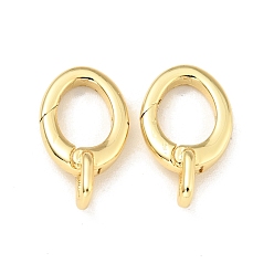 Real 18K Gold Plated Brass Spring Gate Rings, Oval, Cadmium Free & Lead Free, Long-Lasting Plated, Real 18K Gold Plated, 15.5x9x2.5mm, Hole: 1.8x2.5mm