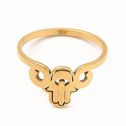 Золотой 304 полое кольцо из нержавеющей стали в виде хамсы для женщин, золотые, внутренний диаметр: 18 мм