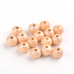 Camel Round Natural Wood Beads, Dyed, Lead Free, Camel, 7~8x8~9mm, Hole: 2~3mm, about 3000pcs/500g