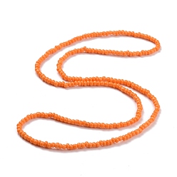 Dark Orange Waist Beads, Glass Seed Beaded Stretch Waist Chain for Women, Dark Orange, 31-1/2 inch(80cm), Beads: 5mm