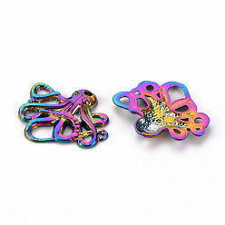Rainbow Color Alloy Pendants, Cadmium Free & Nickel Free & Lead Free, Octopus, Rainbow Color, 20x23.5x2.5mm, Hole: 1.4mm