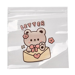 Bear Rectangle Transparent Plastic Zip Lock Bags, Animal Shape Packaging Bags, Top Self Seal Pouches, Bear, 15.6x14.9cm, Unilateral Thickness: 0.085cm