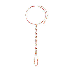 Rose Gold SHEGRACE Brass Toe Ring Anklets, Barefoot Sandles, with Cable Chains, Daisy, Rose Gold, 7-7/8 inch(20cm)