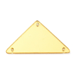 Gold Triangle Acrylic Mirror Sew on Rhinestones, Garments Accessories, Multi-Strand Links, Gold, 18x33x1.3mm, Hole: 1.2mm