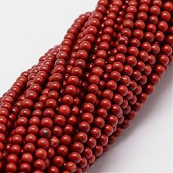 Красный Камень Натуральные красные яшмы бусы пряди, круглые, 2 мм, отверстие : 0.5 мм, 190 шт / нитка, 15.7 дюйм