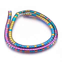 Multi-color Plated Electroplate Non-magnetic Synthetic Hematite Bead Strands, Polished, Wave, Multi-color Plated, 5.5x4x3mm, Hole: 1mm, about 120~122pcs/strand, 15.7 inch~16.1 inch(40~41cm)
