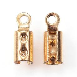 Золотой Ионное покрытие (ip) 304 складывающиеся обжимные концы из нержавеющей стали, загибаем концы шнура, золотые, 8.5x3 мм, отверстие : 1.2 мм, внутренний диаметр: 2.5 мм