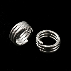 Посеребрённый Латунные разрезные кольца, без свинца и без кадмия, кольца с тройной петлей, 925 серебро покрытием, 21 датчик, 6x3 мм, внутренний диаметр: 4.5 мм