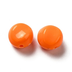 Orange Opaque Acrylic Beads, Flat Round, Orange, 9.5~10x12mm, Hole: 1.8mm, about 1110pcs/500g