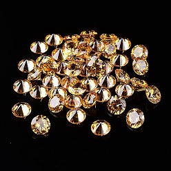 Topaz Diamond Shape Glass Rhinestone Cabochons, Pointed Back, Topaz, 6x4mm, about 100pcs/bag