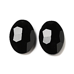 Negro Accesorios de vidrio, facetados, oval, negro, 13x18x5 mm