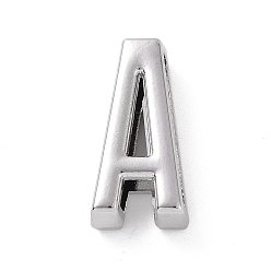 Letter A Alloy Letter Slide Charms, Platinum, Letter.A, 20.5~21x6~10.5x6.5mm, Hole: 17.5~18x2.5mm