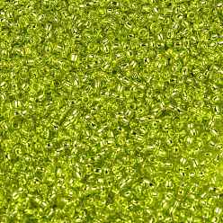 (24) Silver Lined Lime Green Toho perles de rocaille rondes, perles de rocaille japonais, (24) vert lime doublé d'argent, 11/0, 2.2mm, Trou: 0.8mm, environ 50000 pcs / livre