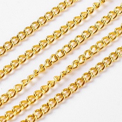 Oro Cadenas trenzadas de hierro sin soldar, cadenas del encintado, con carrete, dorado, 3.3x2.1x0.6 mm, aproximadamente 328.08 pies (100 m) / rollo