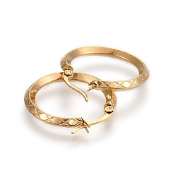 Золотой Ионное покрытие (ip) 304 серьги-кольца из нержавеющей стали, , золотые, 27x26x3 мм, штифты : 1.2x0.7 мм