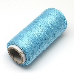 Light Sky Blue 402 Polyester Sewing Thread Cords for Cloth or DIY Craft, Light Sky Blue, 0.1mm, about 120m/roll, 10rolls/bag