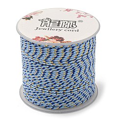 Light Sky Blue 4-Ply Polycotton Cord, Handmade Macrame Cotton Rope, with Gold Wire, for String Wall Hangings Plant Hanger, DIY Craft String Knitting, Light Sky Blue, 1.5mm, about 21.8 yards(20m)/roll