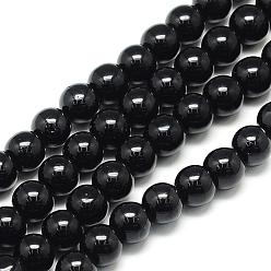 Турмалин Натуральный черный турмалин бисер нитей, круглые, окрашенные, 6x6 мм, отверстие : 1 мм, около 62 шт / нитка, 15.5 дюйм