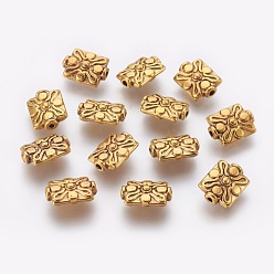 Antique Golden Tibetan Style Alloy Beads, Rectangle, Antique Golden, Lead Free & Nickel Free & Cadmium Free, 12x9x4.5mm, Hole: 1mm