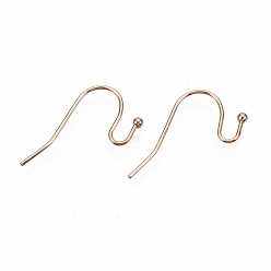 Rose Gold 304 Stainless Steel Earring Hooks, Ear Wire, Cadmium Free & Nickel Free & Lead Free, Rose Gold, 11x21mm, 21 Gauge, Pin: 0.7mm