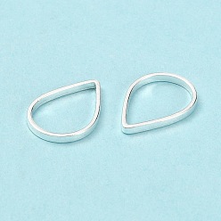 Silver Brass Linking Rings, teardrop, Silver Color Plated, about 7mm wide, 11mm long, 1mm thick