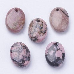 Rhodonite Natural Rhodonite Pendants, Oval, 18x13x6~7mm, Hole: 2mm